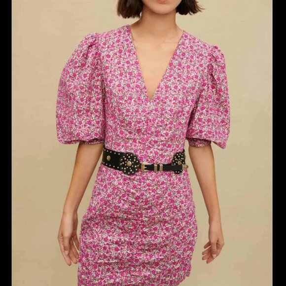 maje RYAD Floral print short dress Fuchsia Size 40